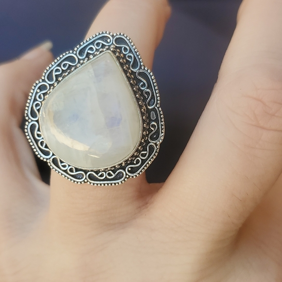 New Rainbow Moonstone 925 Silver Ring. - Picture 9 of 13